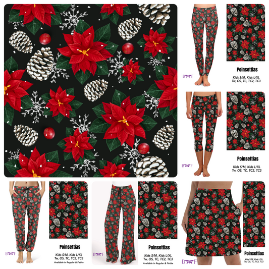 Dark Poinsettias skorts with pockets