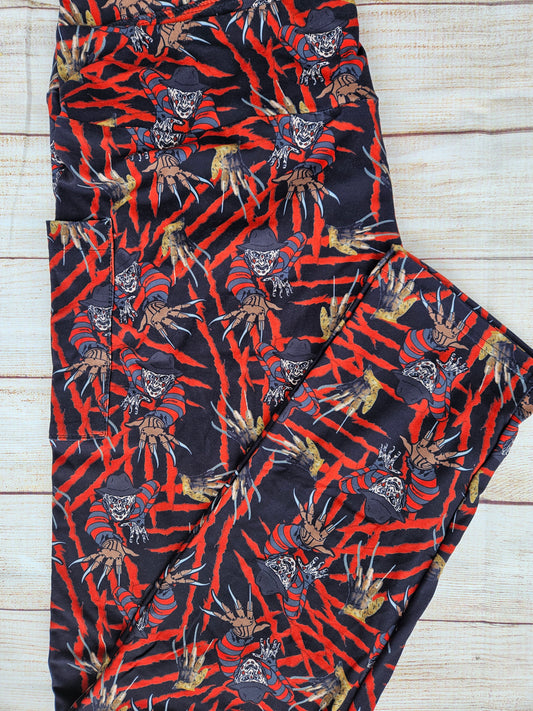 Slasher Freddy Extended Plus leggings with pockets.