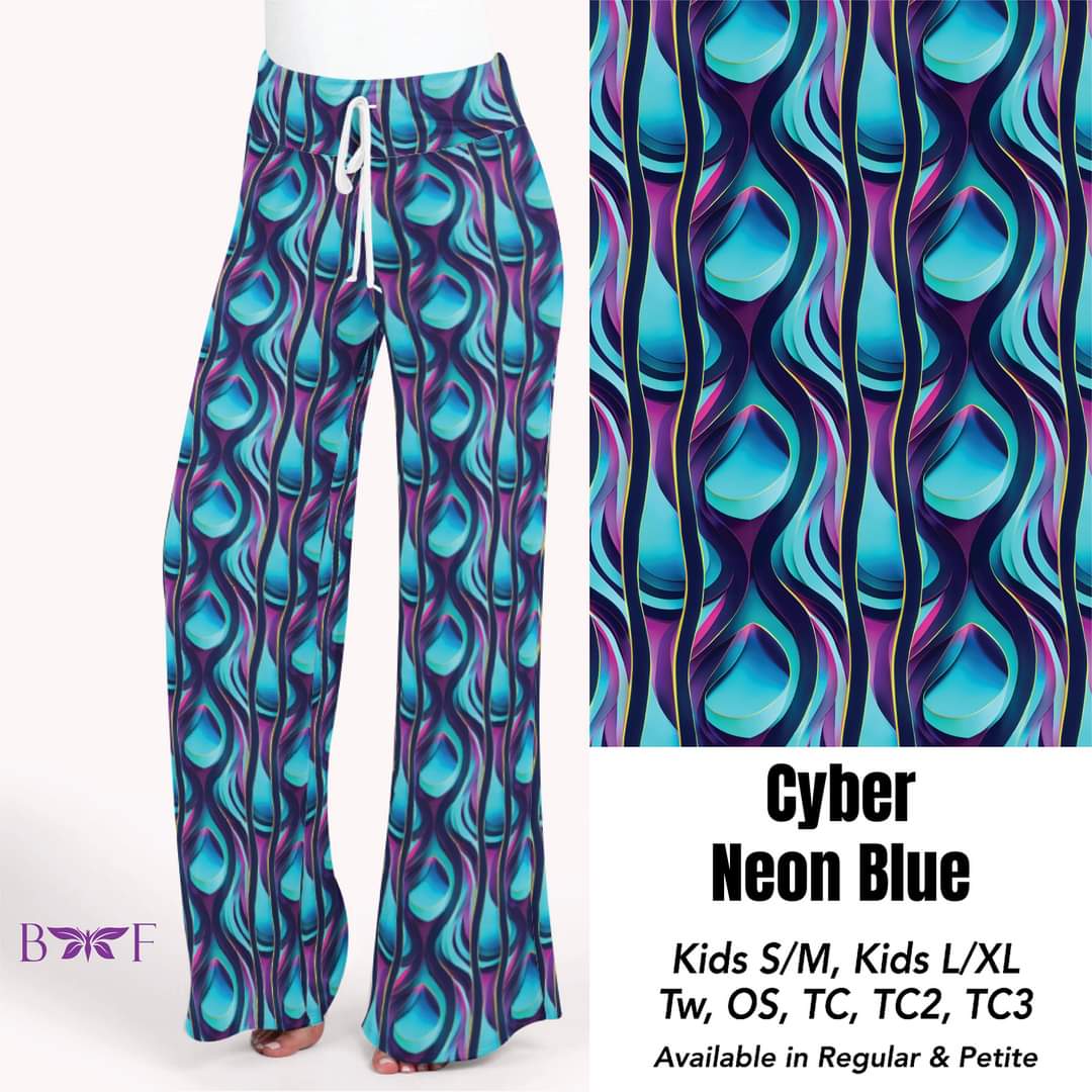 Cyber Neon Blue biker shorts and skorts with pockets