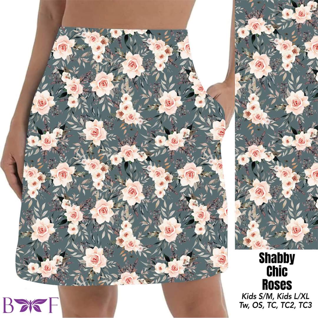 Shabby Chic Roses skort with pockets