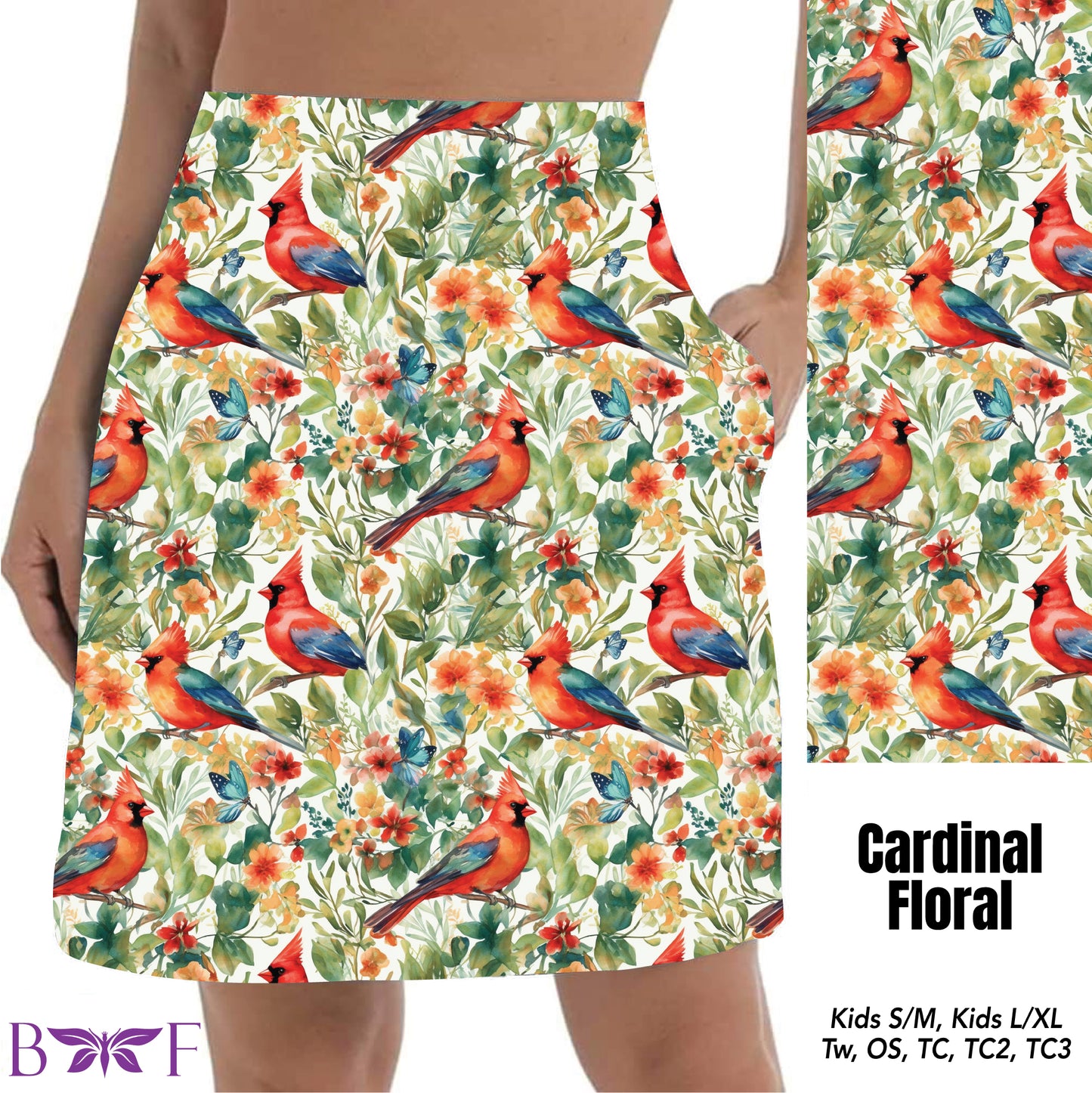 Cardinal Floral skorts and leggings with pockets