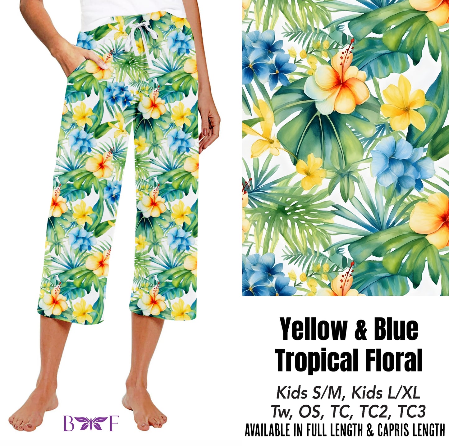 Yellow & blue tropical floral preorder#0515