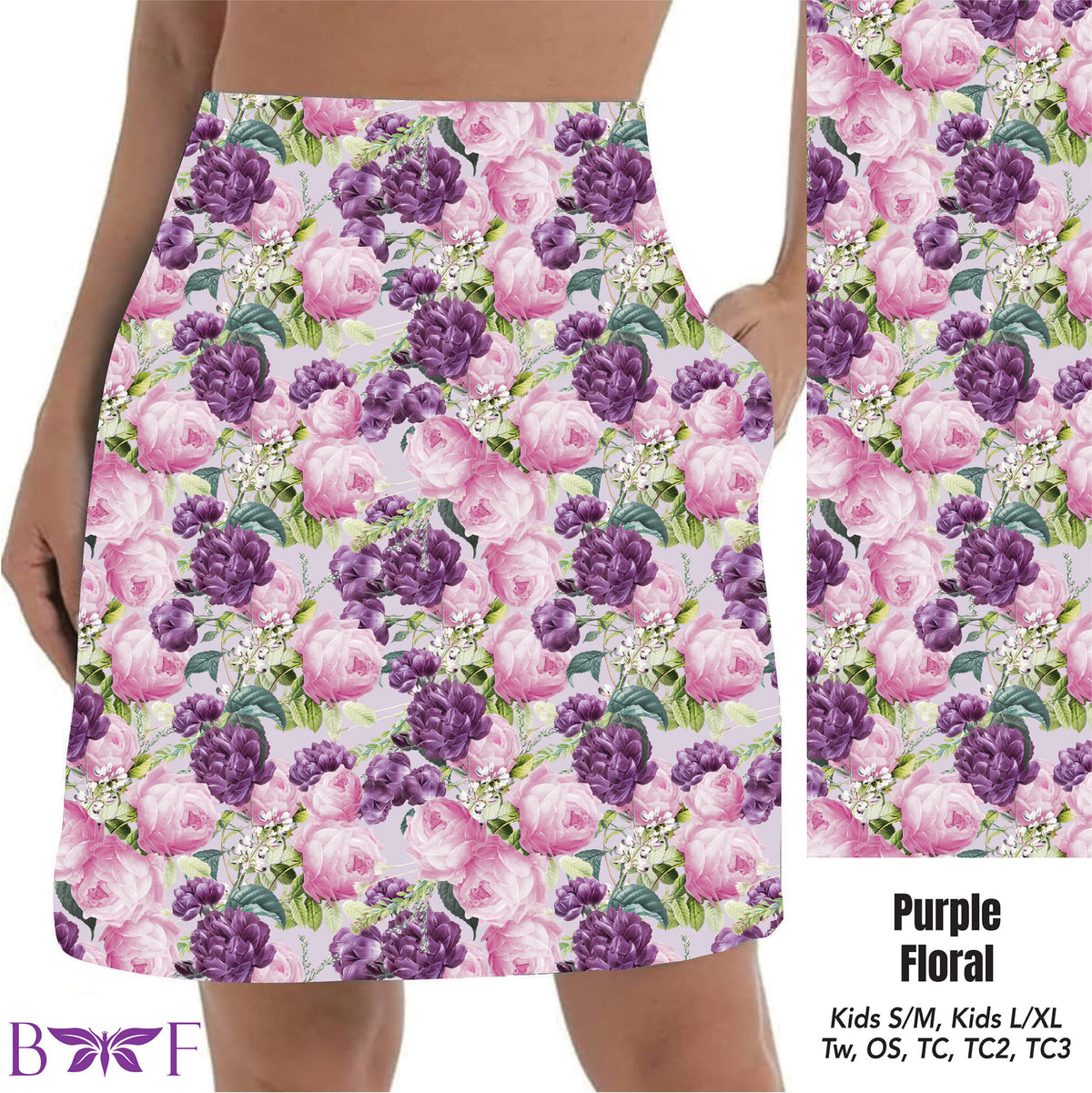 Purple Floral skorts with pockets