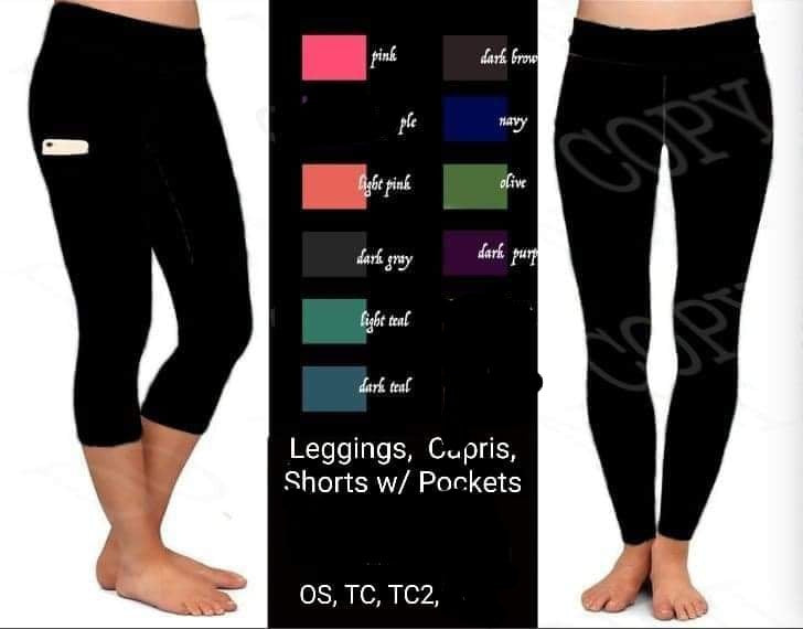 Plum Purple leggings, capris and shorts with pockets