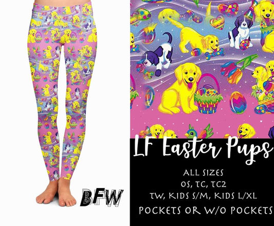 LF Holiday Easter Puppy leggings, capris and joggers with pockets