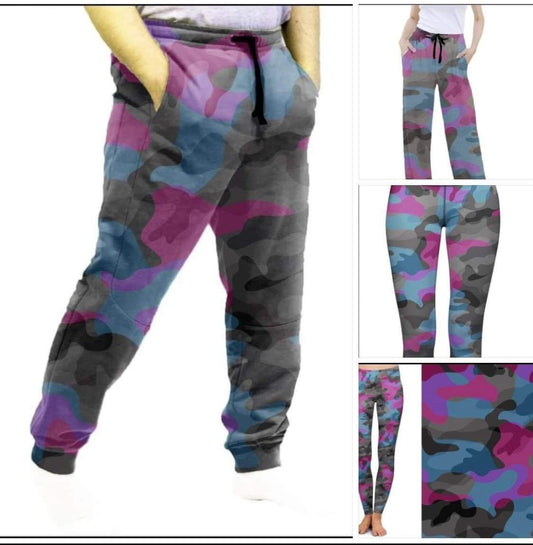 Blue and Pink Camo capris with pockets