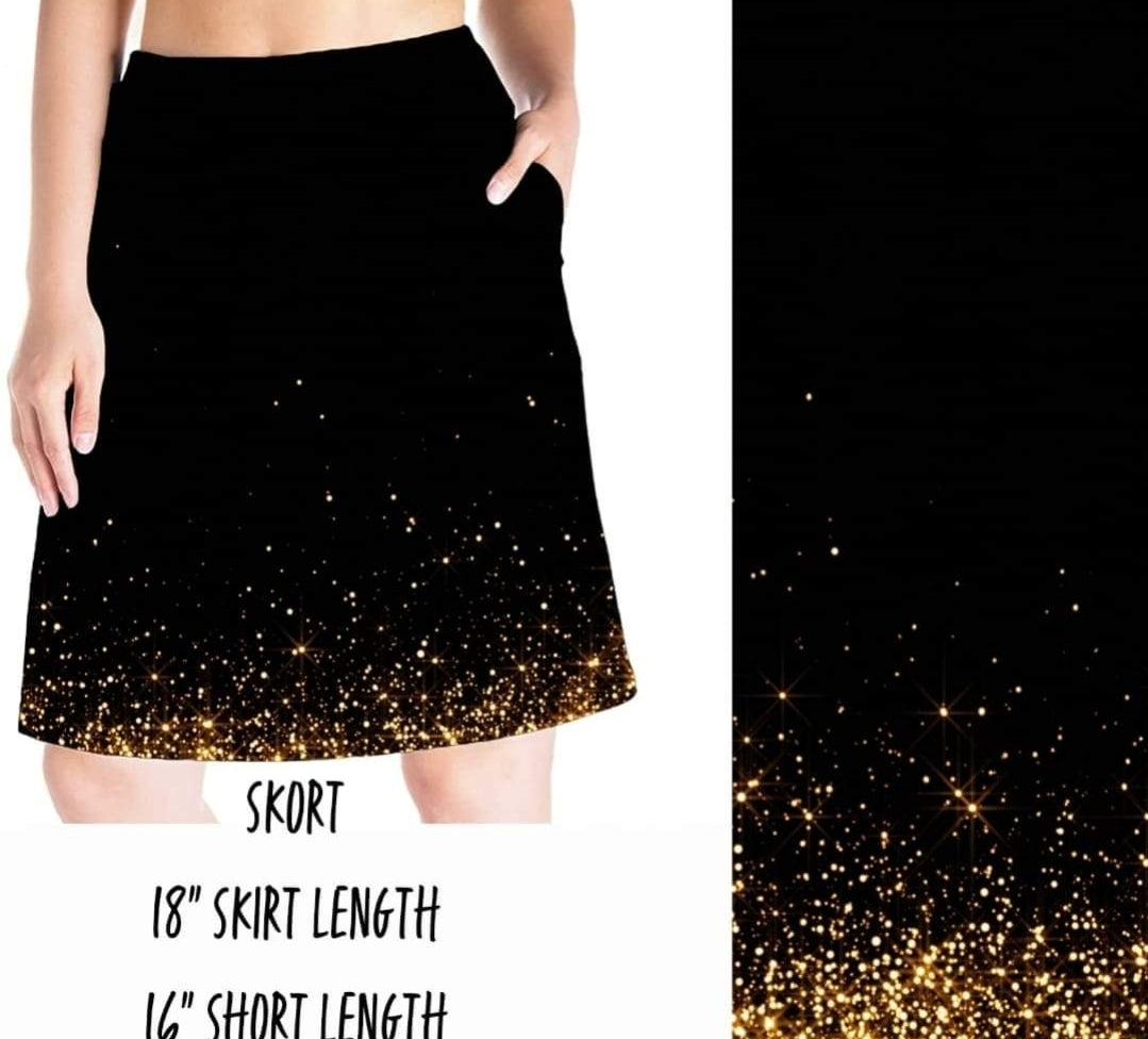 Gold Glitter skorts with pockets
