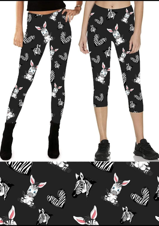 Zebra Party leggings, capris, joggers, and shorts