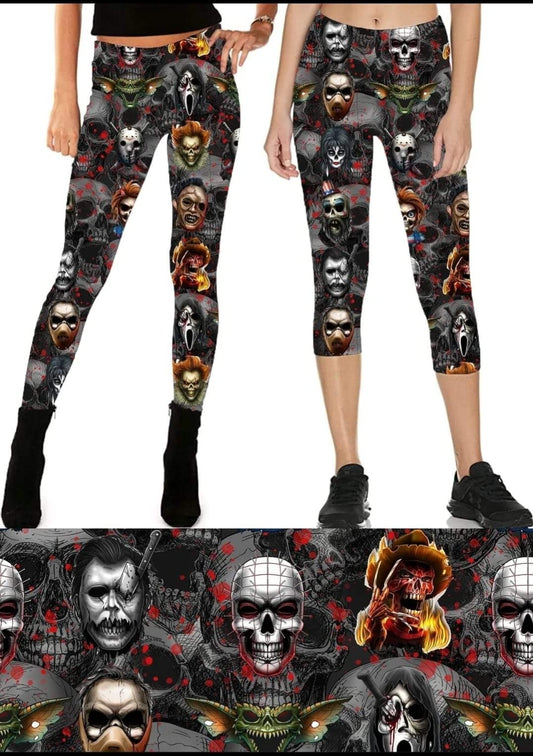 Horror Night Faces Capris, unisex Joggers, and 4"/7" jogger shorts with pockets