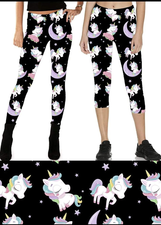 Unicorn Dreams leggings, capris, jogger shorts 4" & 7"