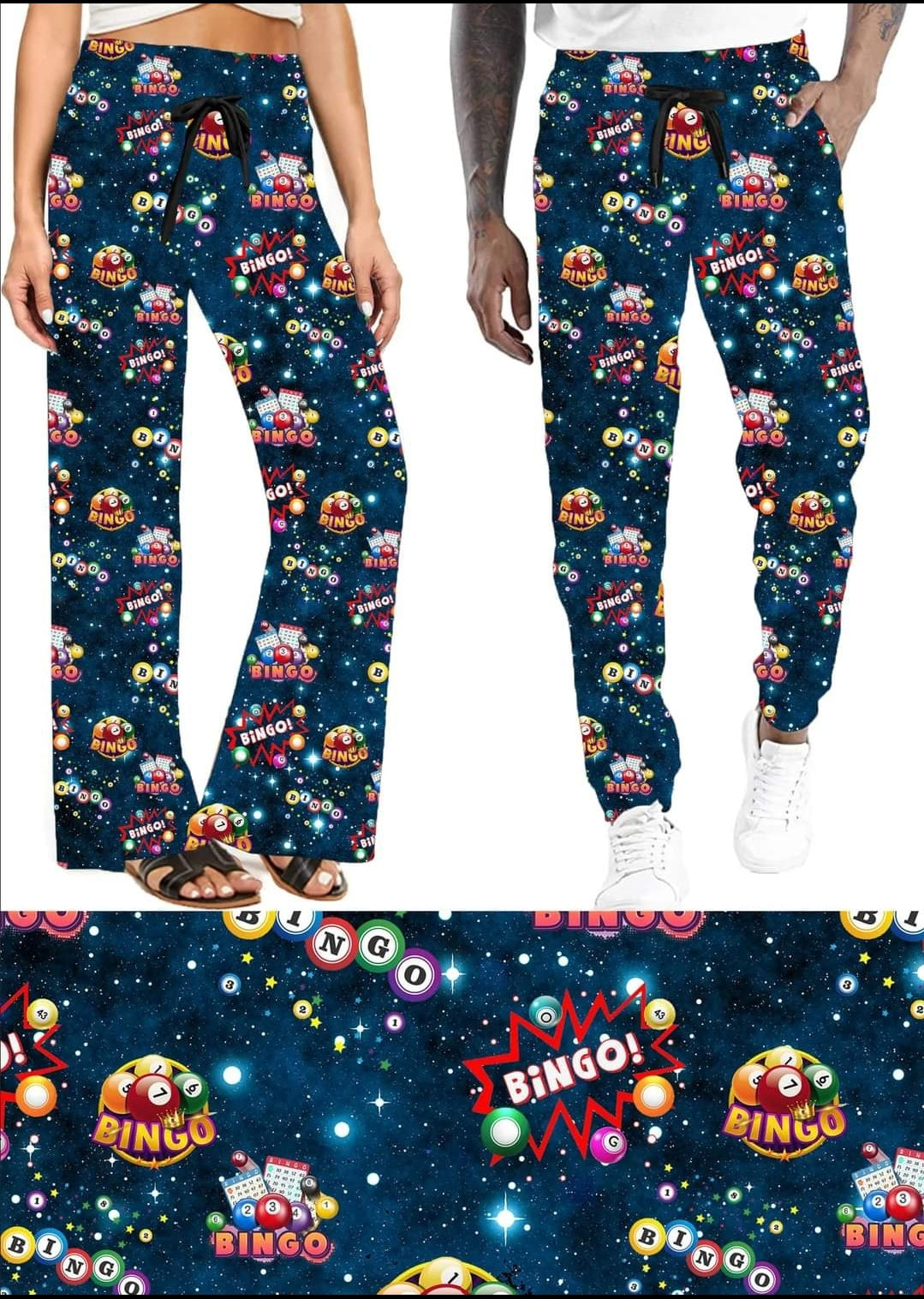 BINGO Time leggings, capris, capri- and full- joggers, and 4" Unisex shorts