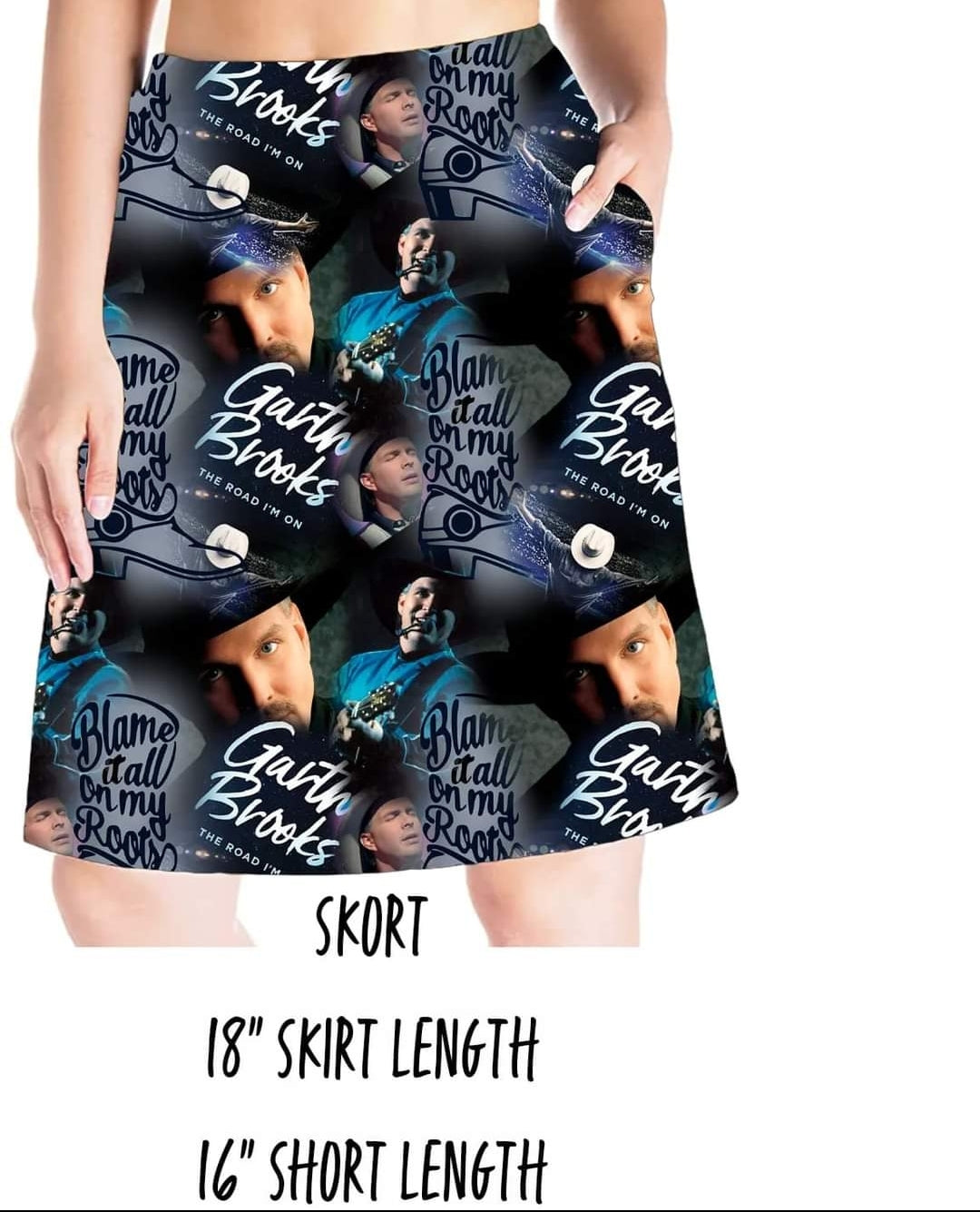Garth Brooks plus sized skorts with pockets