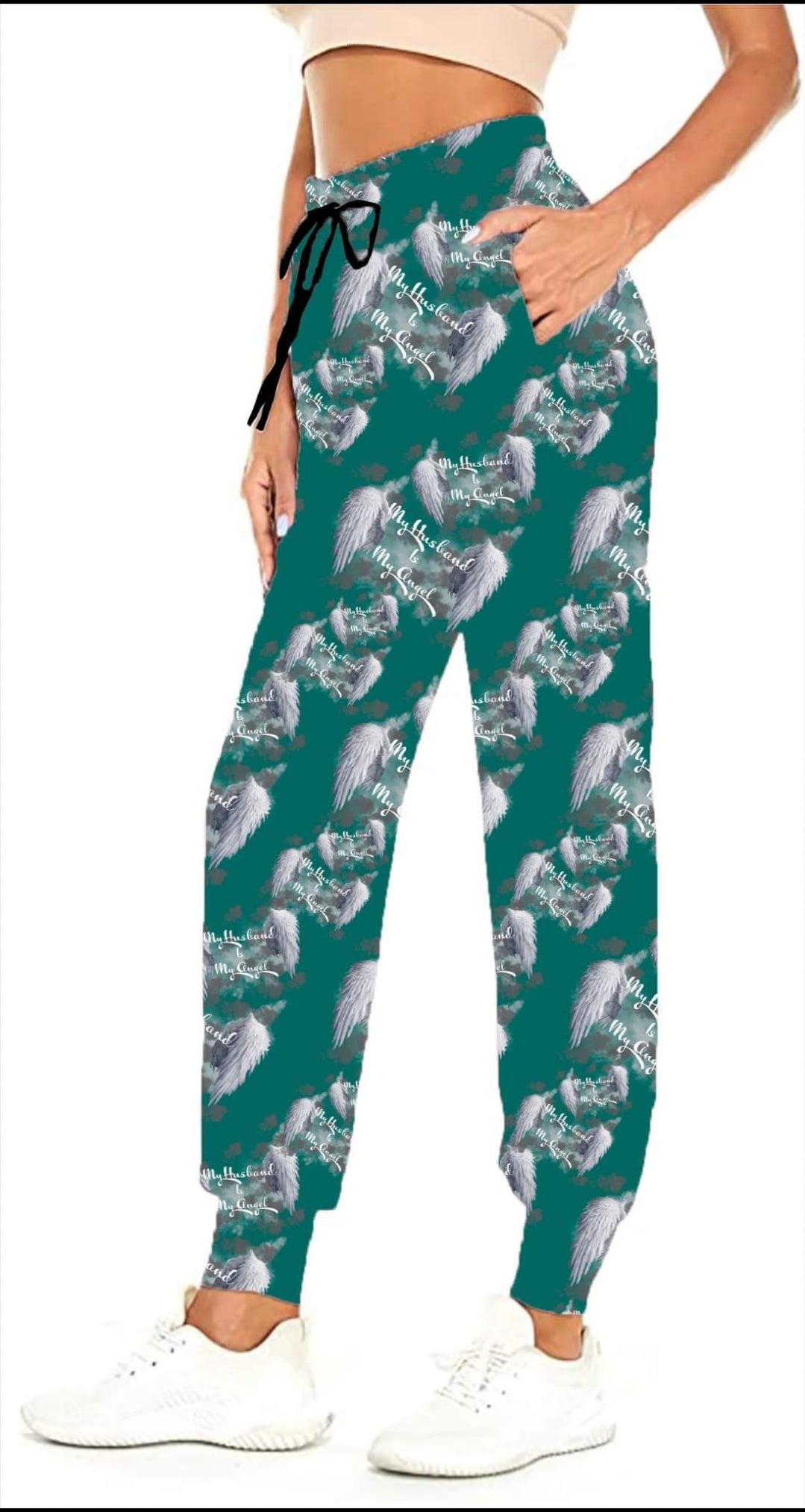 My Husband is My Angel leggings, capris, joggers, and petite joggers