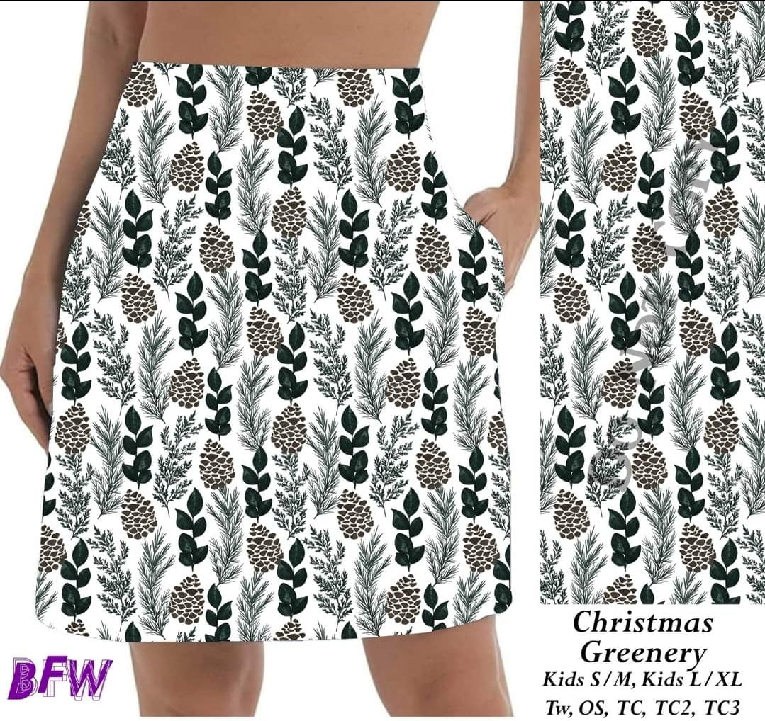 Christmas Greenery skorts with pockets