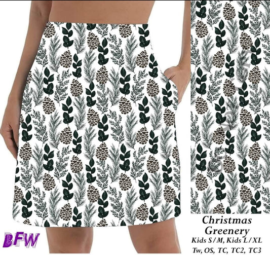 Christmas Greenery skort with pockets