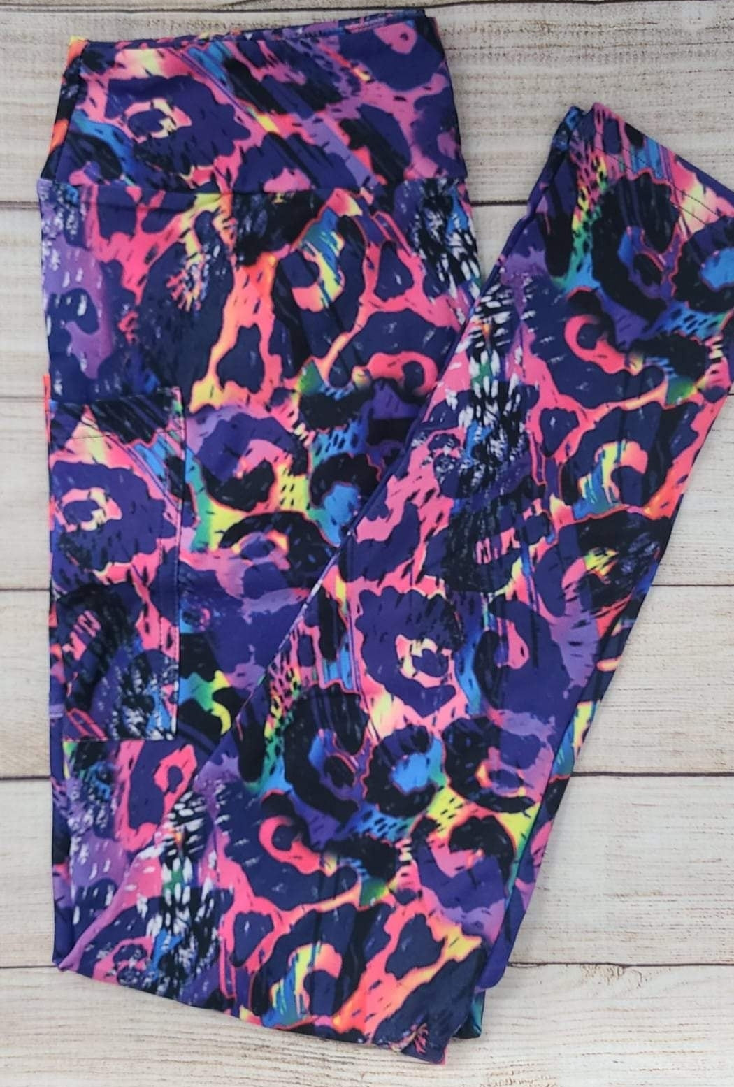 Purple Leopard leggings and capris with pockets