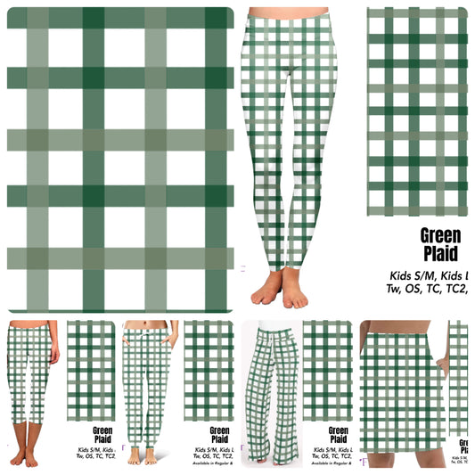 Green Plaid capris and joggers with pockets