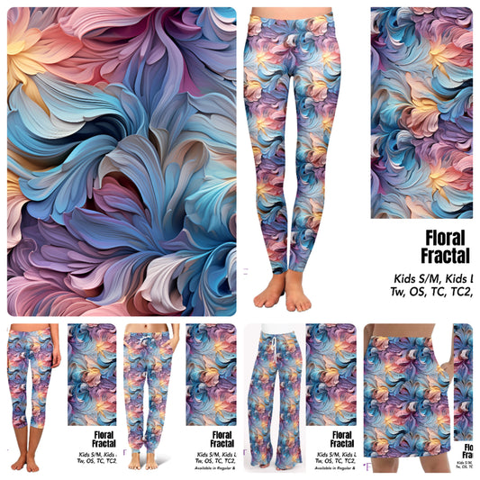 Floral Fractal leggings, and skorts