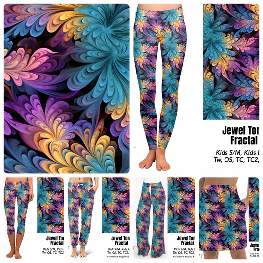 Jewel Tone Fractal capris and skorts with pockets