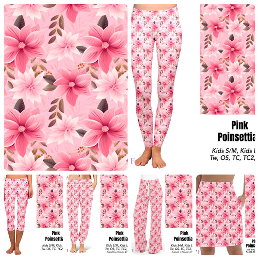 Pink Poinsettas capris with pockets