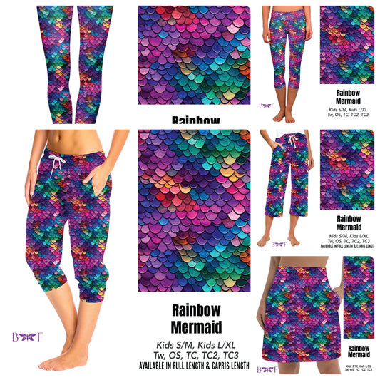 Rainbow Mermaid capris with pockets