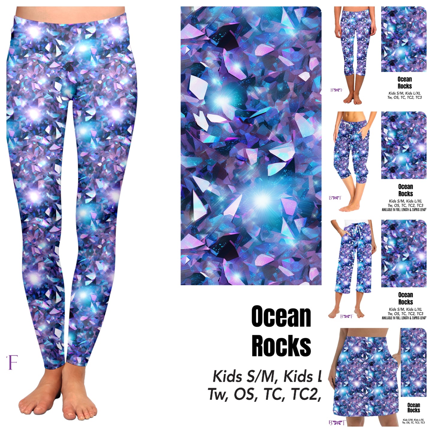 Ocean Rocks capri with pockets and biker shorts