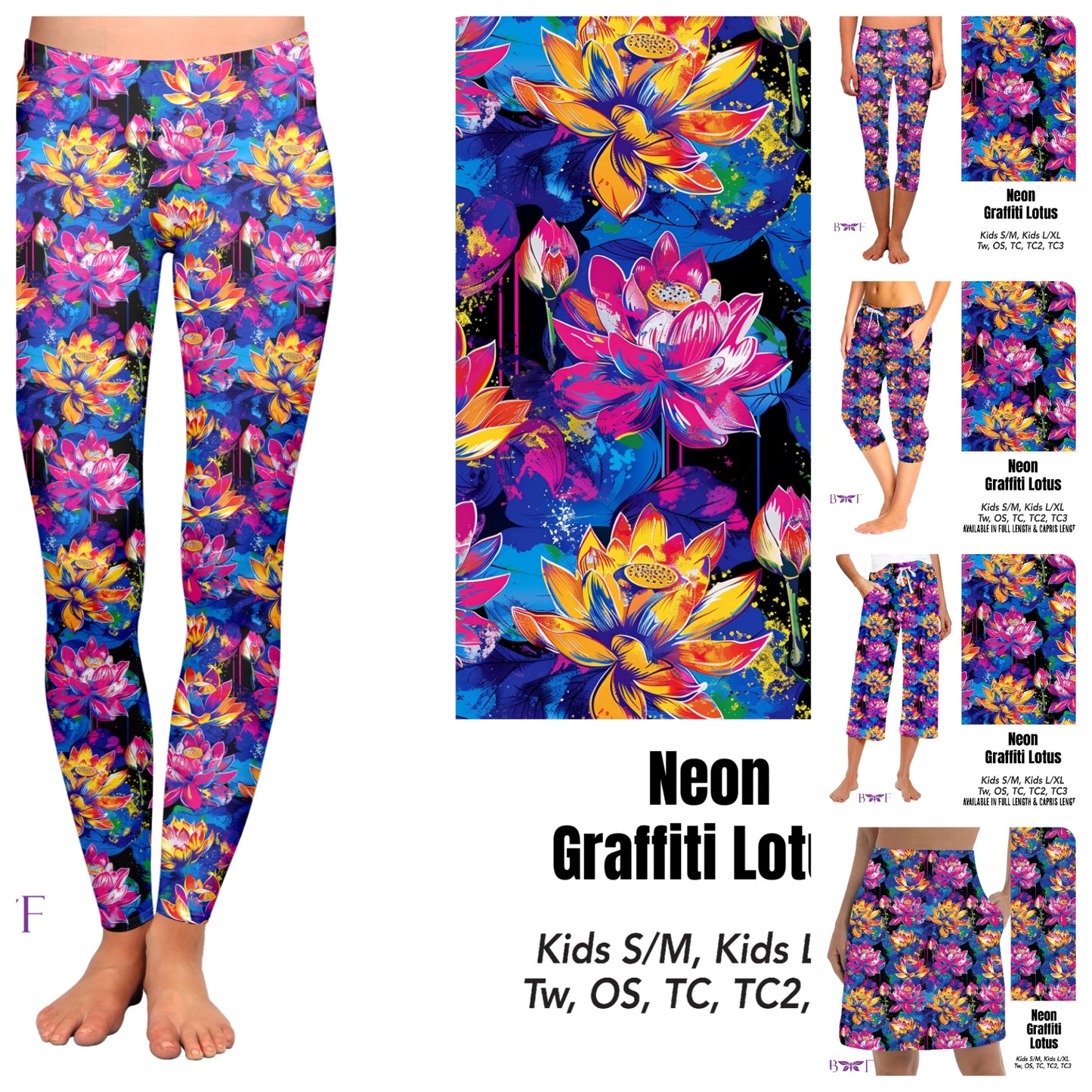 Neon Graffiti Lotus skorts