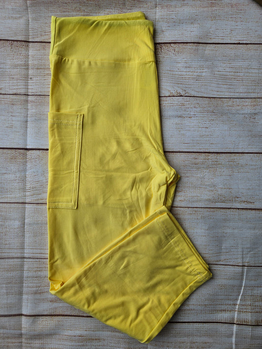 Solid Yellow Capris and Biker Shorts