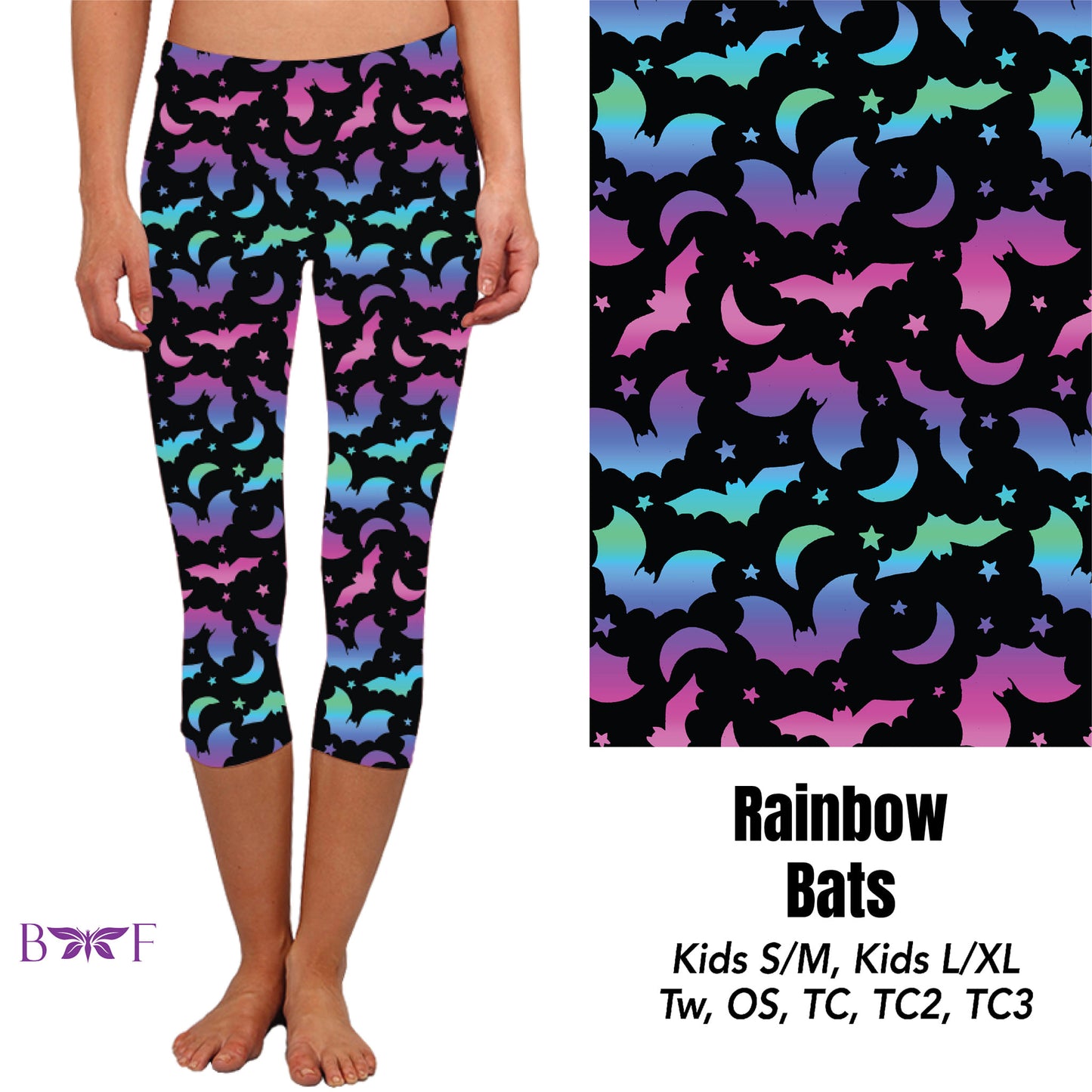 Rainbow Bats Capris with pockets