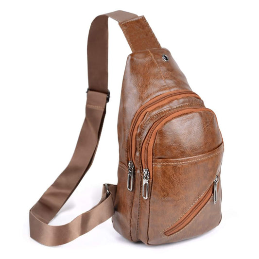 Brown leather crossbody 0408