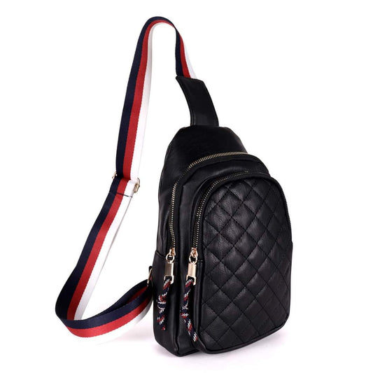 Quilted black leather crossbody 0408