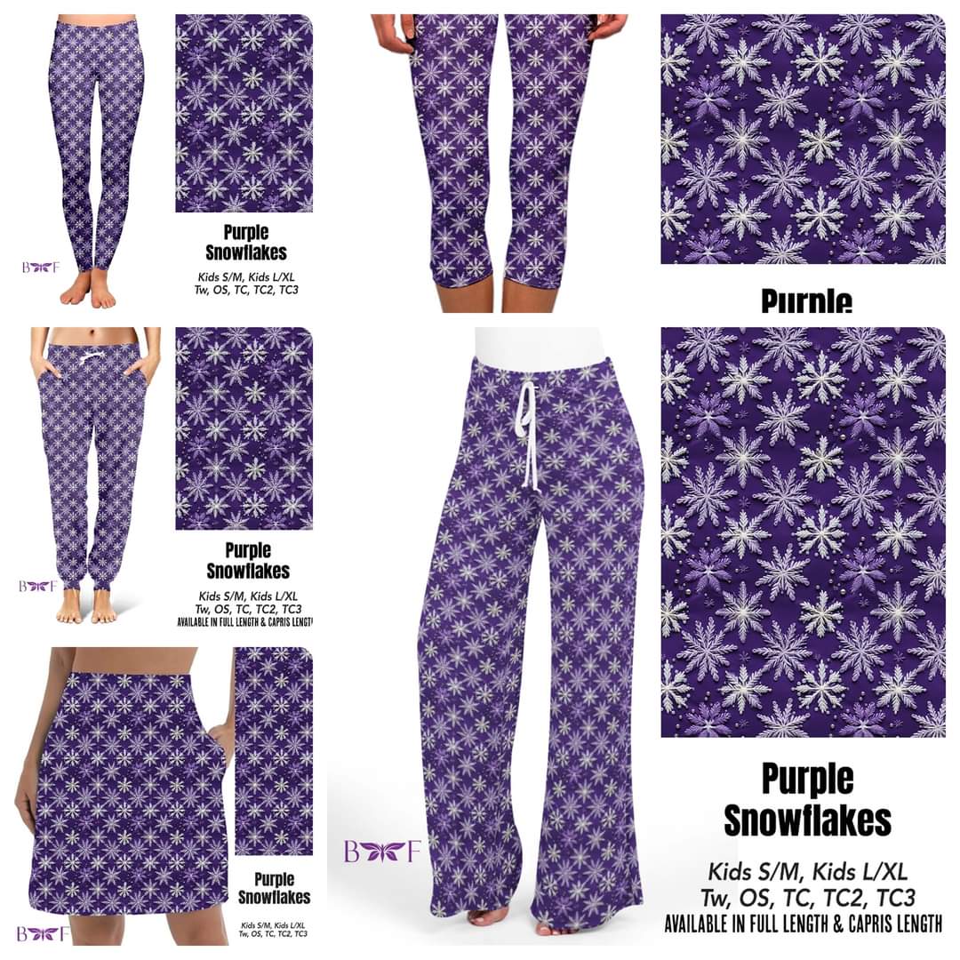 Purple Snowflakes capris with pockets