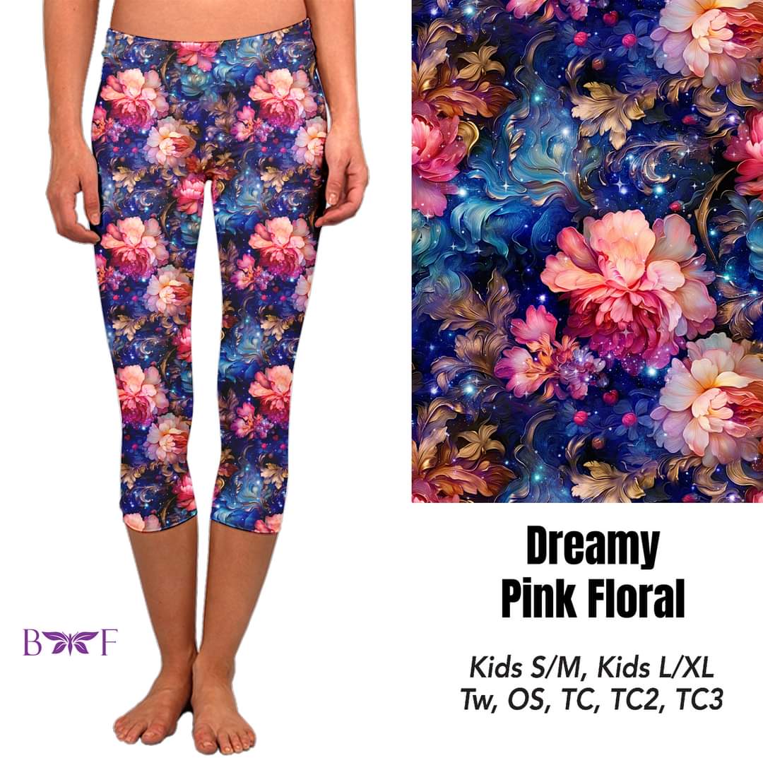 Dreamy Pink Floral leggings with pockets