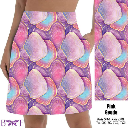 Pink Geode Skorts with pockets