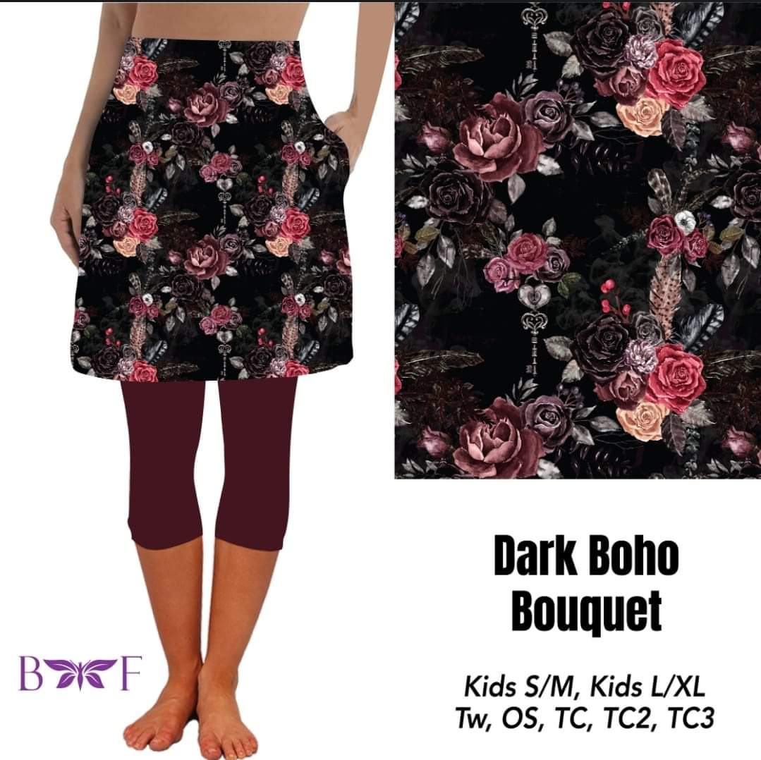 Dark Boho Bouquet Skirted Capris