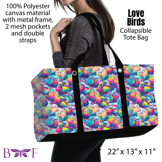Love Birds Tote with 2 mesh pockets