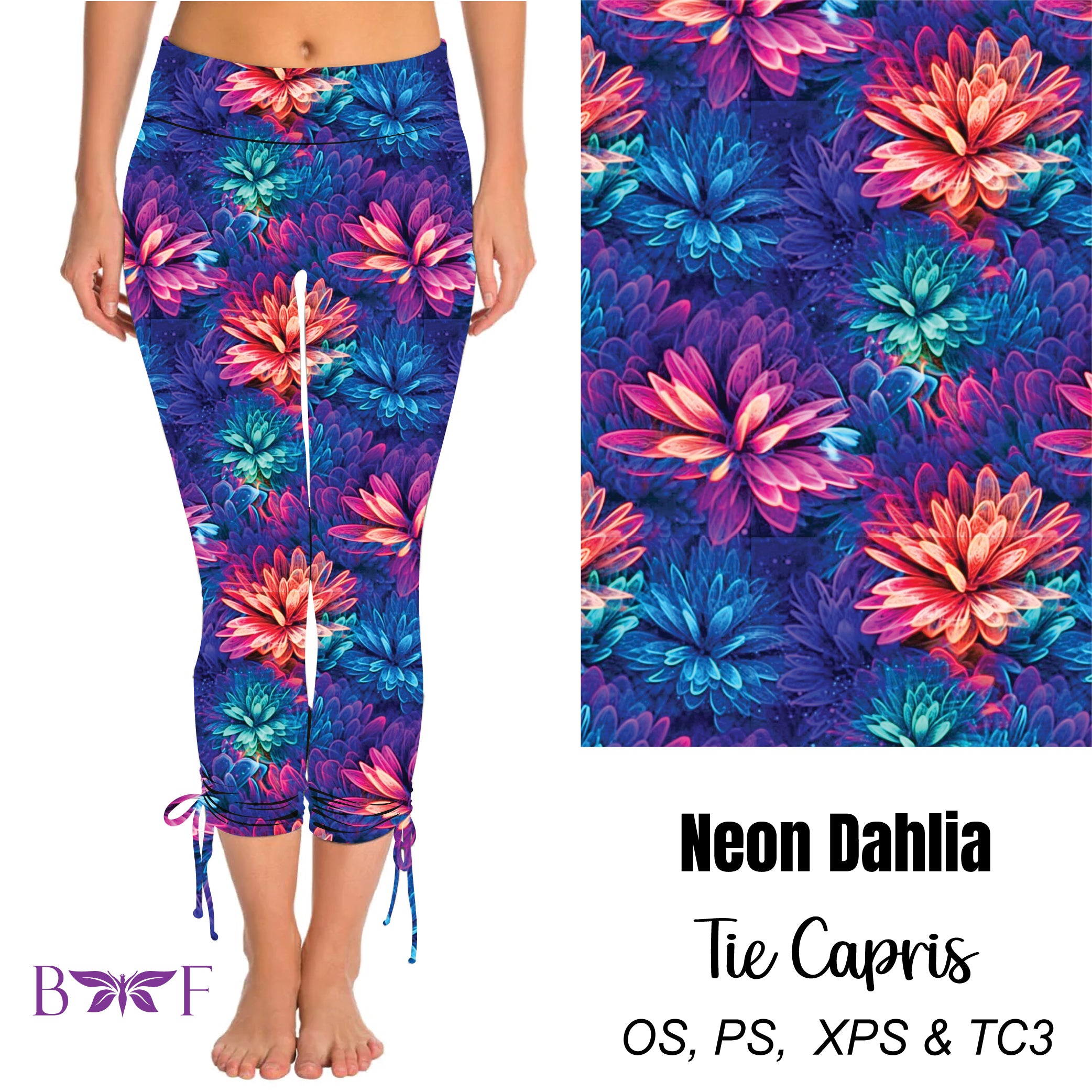 Neon Dahlia Side Tie Capris