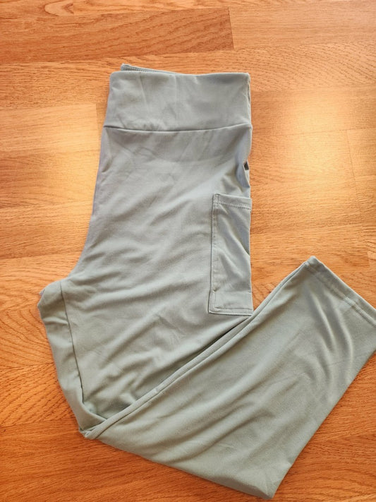 Solid Sage green capris with pockets