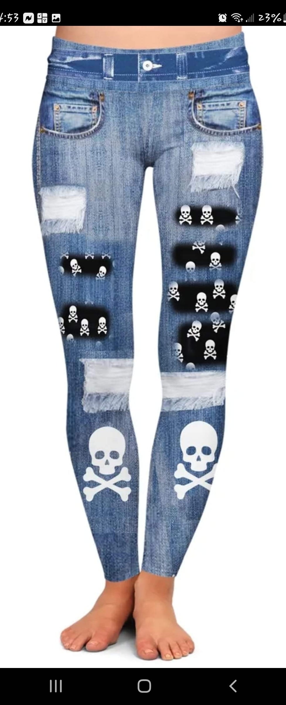 Denim skulls leggings and capris with pockets