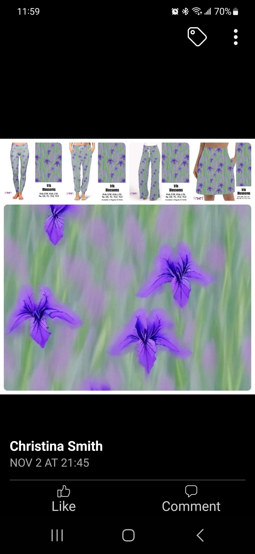 Iris Blossoms skorts with pockets