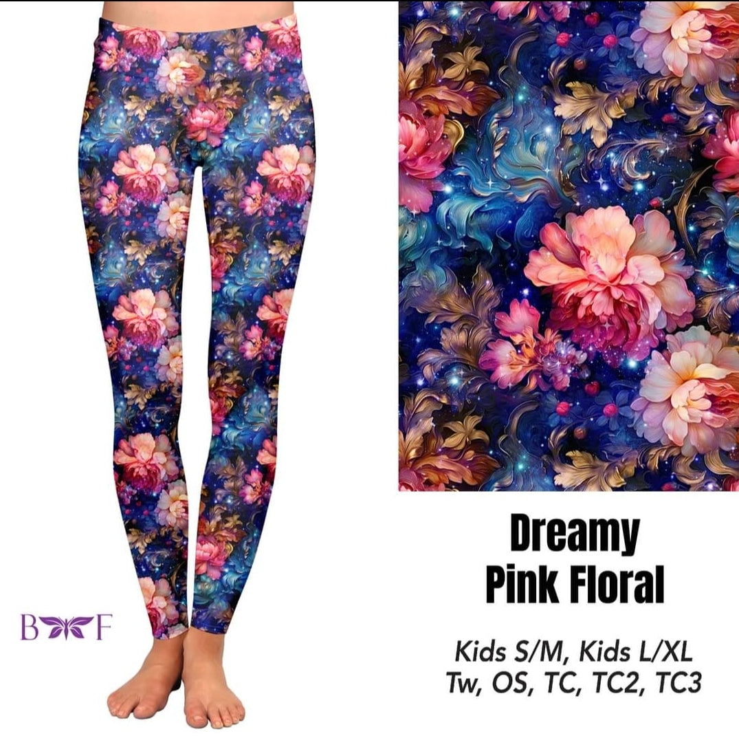 Dreamy Pink Floral leggings with pockets