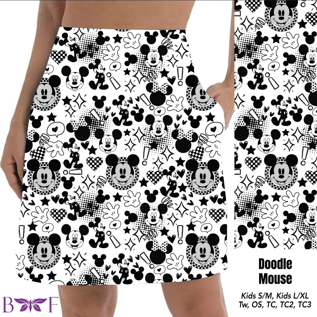 Doodle Mouse biker shorts with pockets