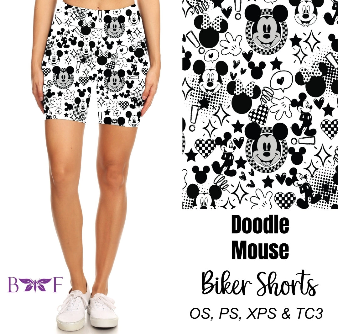 Doodle Mouse biker shorts with pockets