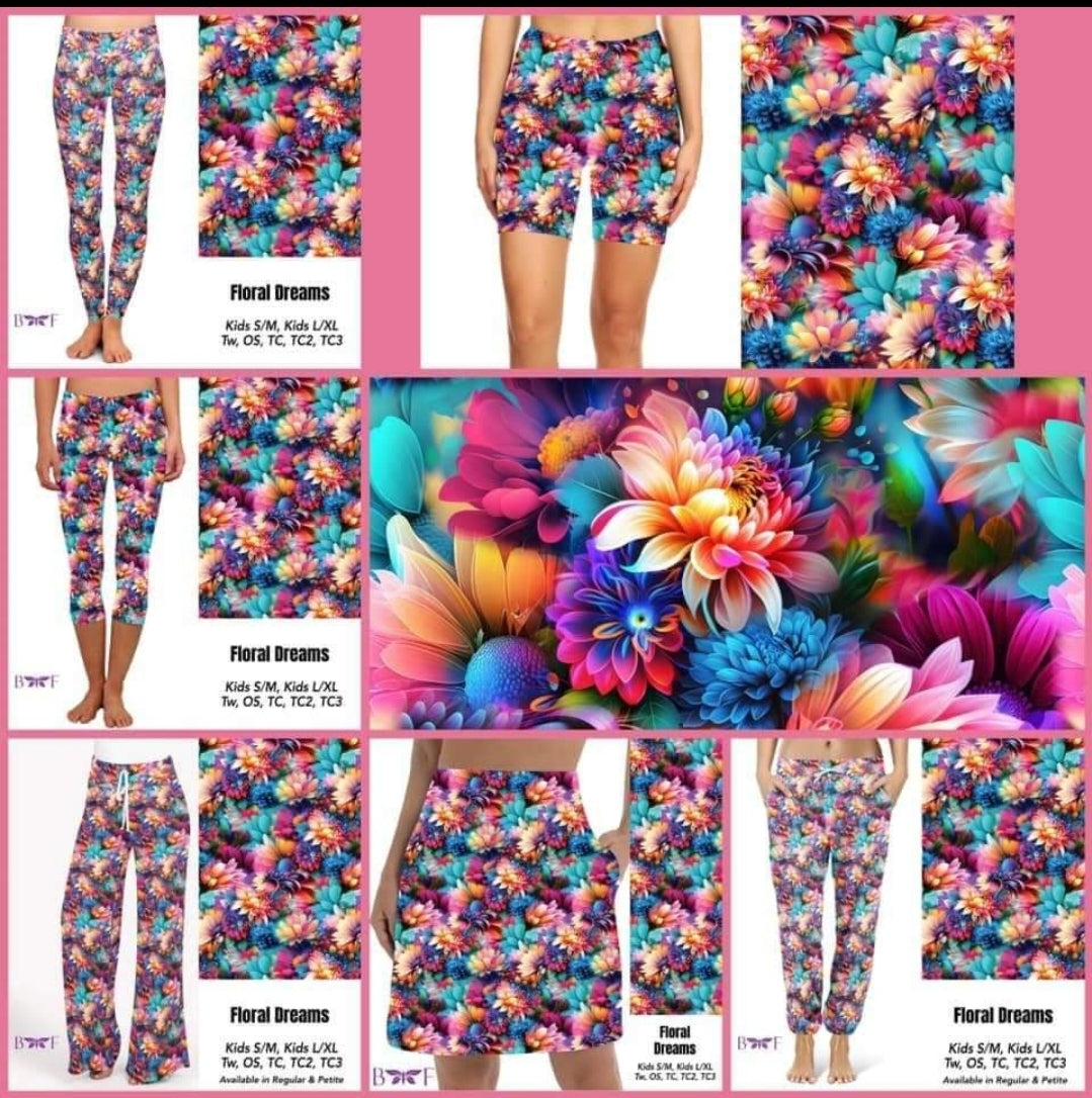 Floral Dreams Leggings, Capris and Biker Shorts