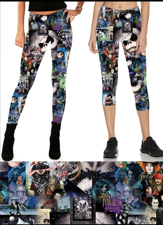Jacks Christmas leggings, capris, and 4"- 7" jogger shorts with pockets