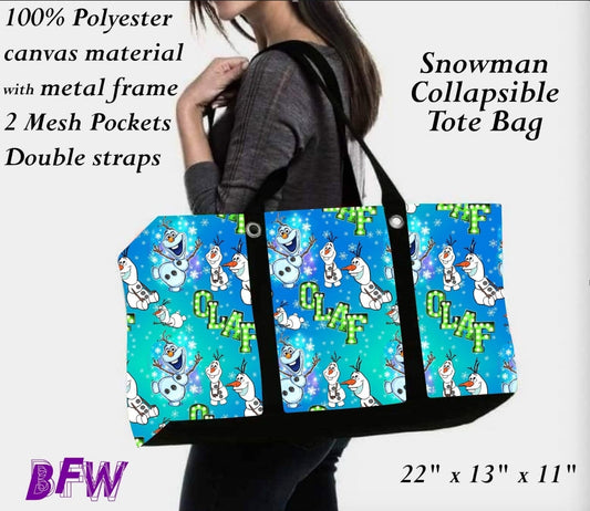 Snowman tote and 2 inside mesh pockets