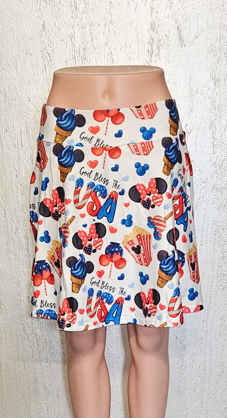 God Bless the USA capris, skorts, and bike shorts with pockets