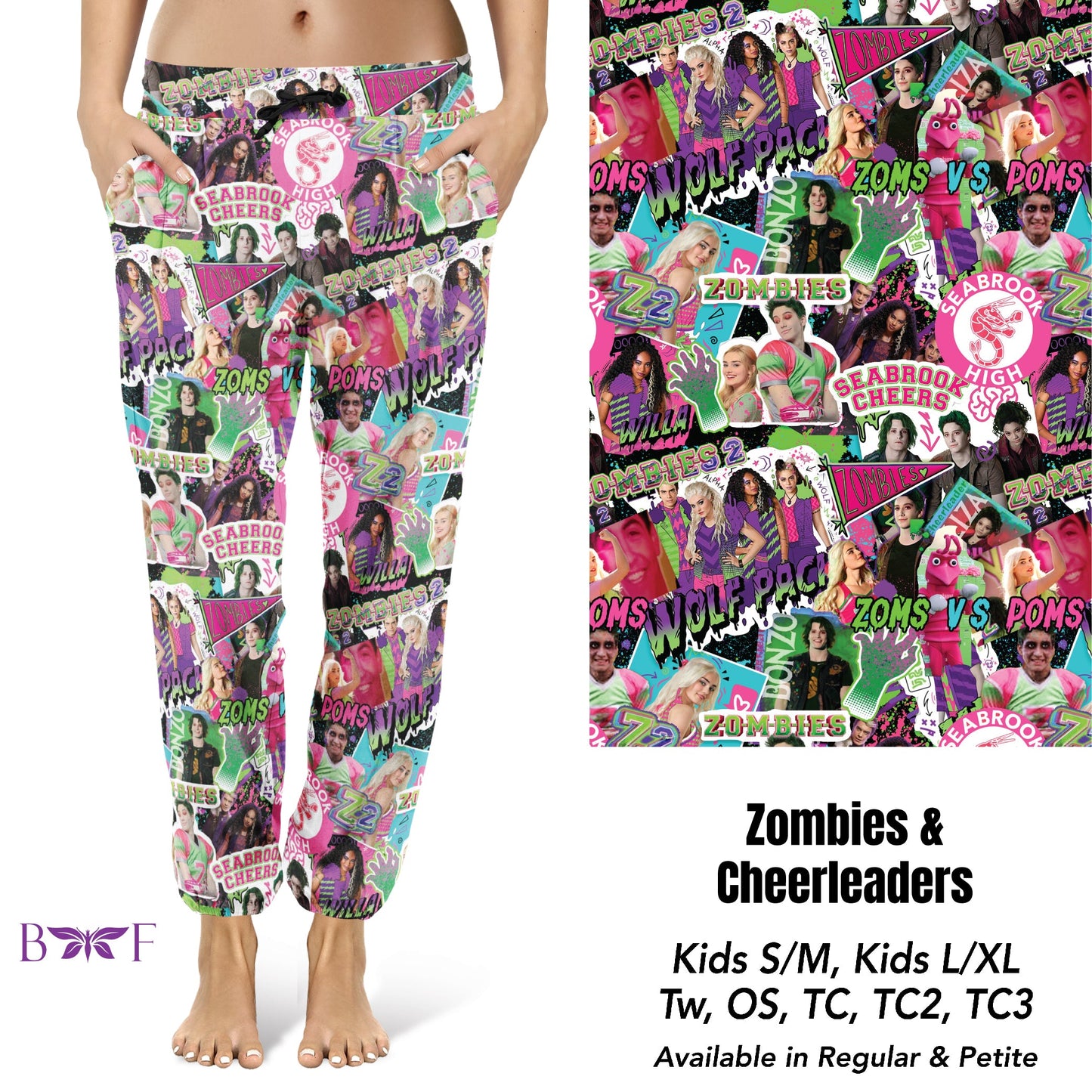 Zombies and Cheerleaders leggings, skorts, and joggers with pockets