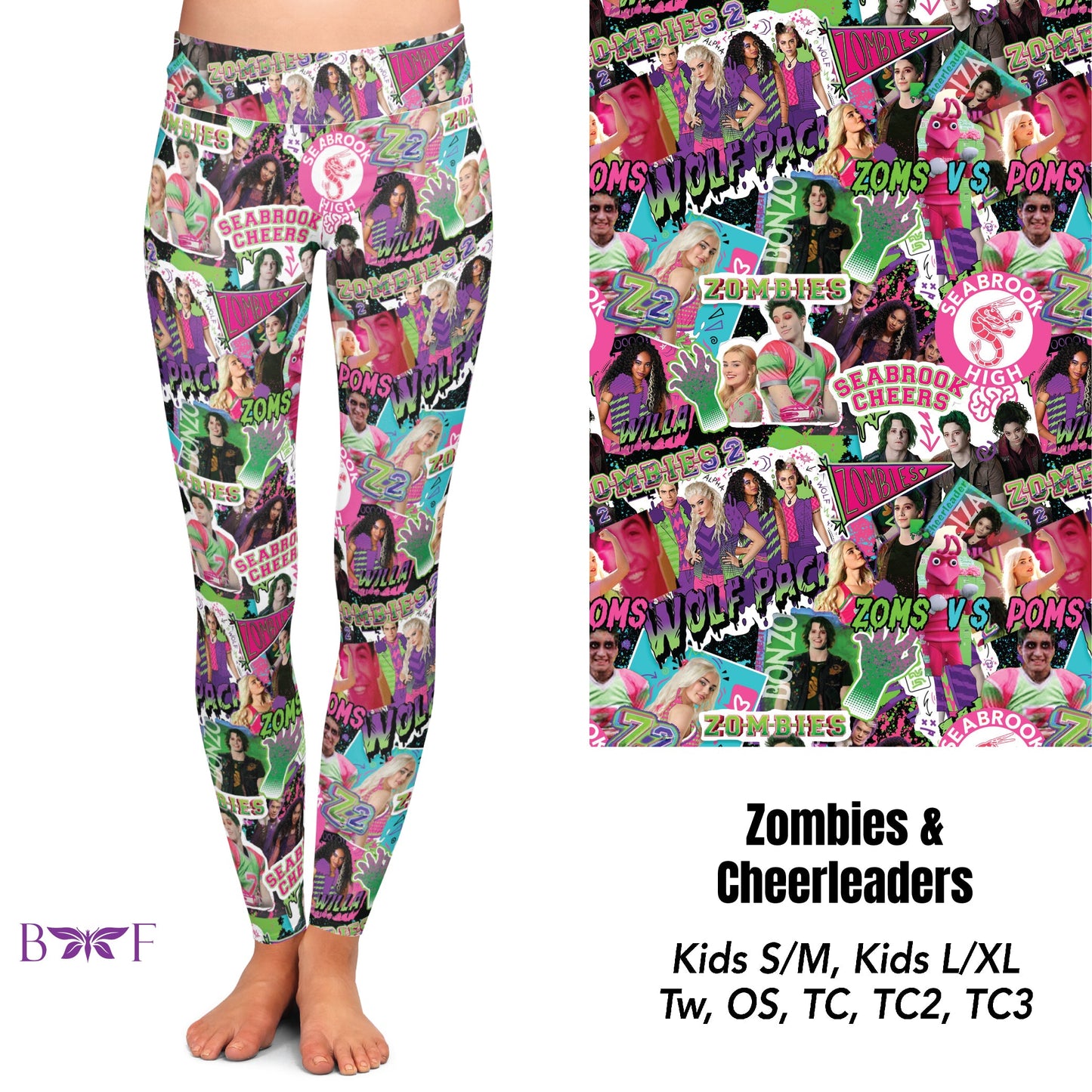 Zombies and Cheerleaders leggings, skorts, and joggers with pockets