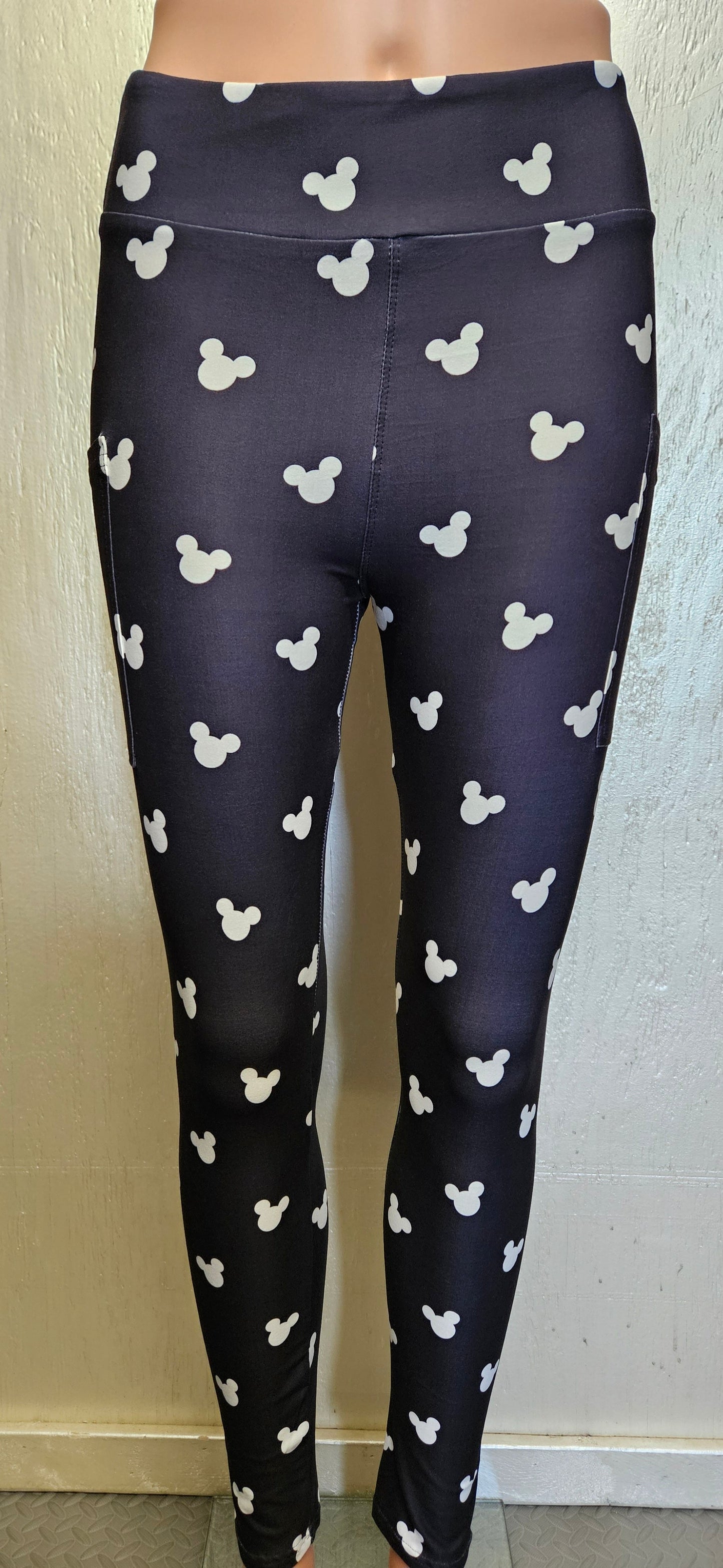 White Ears on Black leggings, capris and skorts with pockets